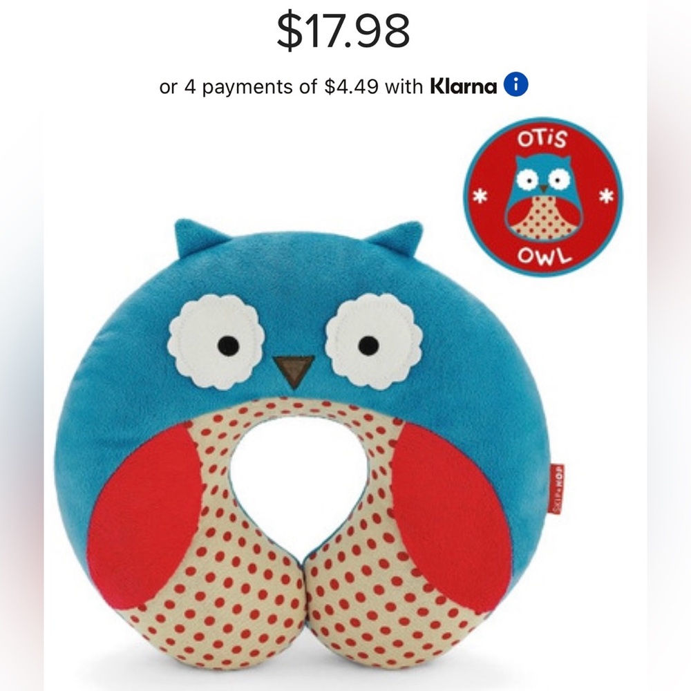Skip Hop Blue and Red Owl Stuffed Animal Pillow